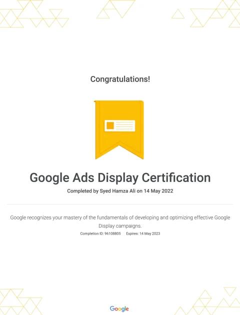Display ads Certificate